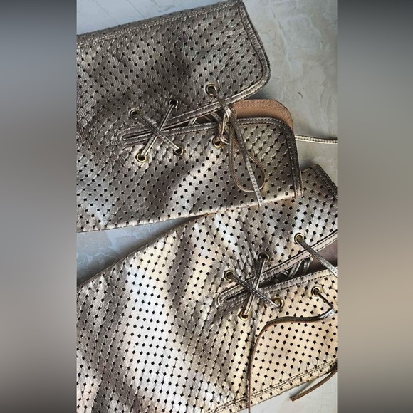 💚 Aldo | Gold metallic laser cut western style cowboy boots - 38 / 7.5 - Picture 4 of 4